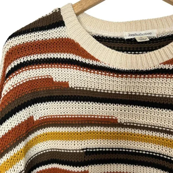 JOHN PAUL RICHARD Striped Slouchy Knit Crop Sleeve Sweater - Picture 5 of 8